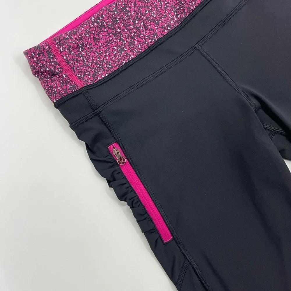 Lululemon Passion Crop III Black Flashback Static Caspian Jeweled Magenta - 4